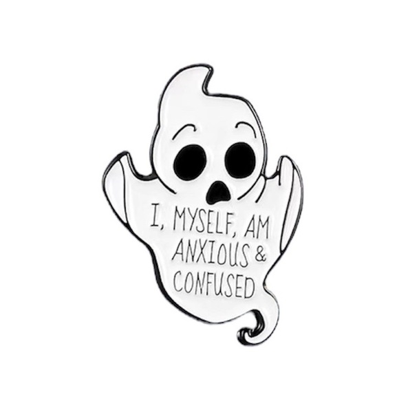 “I myself  anxious and confused” Ghost Enamel Pin - Picture 1 of 2